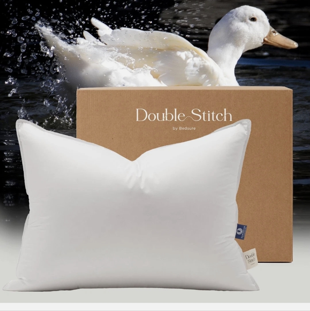 NWT Premium Double Stitch Down Pillow 80% Down 20% Feather 100% Cotton